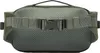 The back of a green fanny pack with a mesh panel and a buckle closure. Produktbild-Vorschau