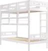 A white bunk bed with shelves and a ladder, shown from a side angle against a white background. Produktbild-Vorschau