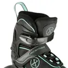Close-up of the top part of a black and mint roller skate. Voir les images du produit