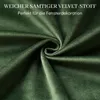 A close-up of green velvet fabric, folded and swirled, with text overlay. Voir les images du produit