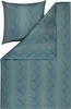 A flat lay of a pillowcase and duvet cover with a wave-like pattern. Produktbild-Vorschau
