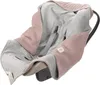 A baby car seat cover draped over a car seat. Produktbild-Vorschau