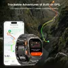 A smartwatch and smartphone are displayed in front of a mountainous landscape with a GPS track overlaid. Produktbild-Vorschau