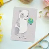 Mr. & Mrs. Panda Postkarte Ozeanograf Herz - Grau Pastell - Produktbild-Vorschau 2
