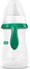 A baby bottle with a green handle and a clear cap. Podgląd zdjęcia produktu