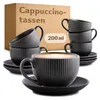 Cosumy Tasses à Cappuccino Noir avec soucoupes - Set de 6 - Voir les images du produit 1