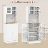 A diagram showing the dimensions of a white kitchen cabinet with brown accents. Podgląd zdjęcia produktu