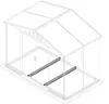 An isometric line drawing of a greenhouse interior with two metal support beams laid on the floor. Produktbild-Vorschau