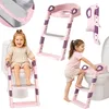 Réhausseur WC enfant avec échelle rose pliable stable Voir les images du produit 1
