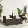 vidaXL Gartensofa 2-Sitzer Verstellbar mit Tisch Braun Poly Produktbild-Vorschau 3