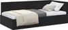 A black corner bed frame with bedding. Produktbild-Vorschau