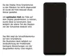 An illustration of a smartphone with a protective film outline, accompanied by explanatory text. Produktbild-Vorschau