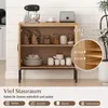 COSTWAY Sideboard Rattan Aufbewahrungsschrank, Boho Buffet Produktbild-Vorschau 4