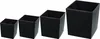 Four black square planters of varying sizes are arranged in ascending order from left to right against a white background. Produktbild-Vorschau