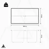 Diagram showing the dimensions of a table tennis table and its legs, with a weight indicator. Produktbild-Vorschau