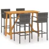 Möbel 5-tlg. Gartenbar-Set Grau - Balkonmöbel 3067970 Produktbild-Vorschau 2