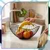 Corbeille à fruits, métal noir, panier de cuisine moderne, Voir les images du produit 7