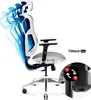 An ergonomic office chair with adjustable features, shown with motion blur to indicate adjustability. Produktbild-Vorschau