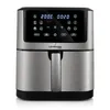 A front view of a silver and black air fryer with a digital display and touch controls. Náhled obrázku produktu