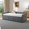 Schlafsofa 90x200 cm in grauem Samt, ausziehbar auf 180x200 Produktbild-Vorschau 9