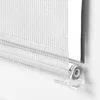 A close-up view of the bottom edge of a white roller blind, showing the mechanism and the fabric. Produktbild-Vorschau