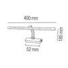 A technical drawing of a black LED bathroom mirror light with dimensions indicated. Náhled obrázku produktu
