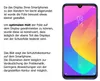 A smartphone displaying a colorful wallpaper, with text explaining the product's features and application. Produktbild-Vorschau