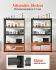 Two identical shelving units are shown side-by-side, with the right unit demonstrating adjustable shelf spacing. The bottom shelf of the left unit is highlighted with an orange glow, showing items placed on it. The bottom shelf of the right unit is also hi Anteprima dell’immagine prodotto
