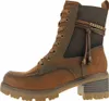 A side view of a brown lace-up boot with a thick sole and a decorative tie around the ankle. Produktbild-Vorschau