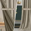 A split image showing the front and back of a gray velvet curtain, and a separate view of the curtain hanging vertically. Náhled obrázku produktu