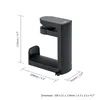 A black headphone stand with dimensions indicated by lines and text. Produktbild-Vorschau