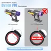 Comparison of Dyson V10 and V11/V15 vacuum cleaner parts, showing compatibility. Produktbild-Vorschau