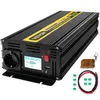 A black VEVOR power inverter with a yellow stripe and branding, displayed on a white background. Accessories like fuses, cables, and a remote are arranged around it. Náhľad obrázku produktu