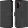 A black flip case for a smartphone is shown from two angles. Produktbild-Vorschau