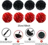 ZERODECO Tissue Pom Poms Set - Party Deko in Rot Schwarz Produktbild-Vorschau 3
