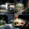 A collage of four images showing a solar-powered garden light in different outdoor settings: a garage, a garden path, a driveway, and a patio. Náhled obrázku produktu