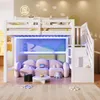 Hochbett 90x200 cm aus Kiefernholz, Kinderbett mit Produktbild-Vorschau 2