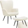 A cream-colored armchair and ottoman with black legs, set against a white background. Náhled obrázku produktu
