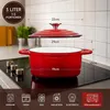 Emaille Bräter 26cm/5L Rot Gusseisen Schmortopf mit Deckel Produktbild-Vorschau 3