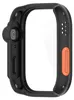 A close-up product shot of a black and orange watch case with a clear screen protector. Náhľad obrázku produktu