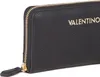 Close-up of a black wallet with a gold zipper and the brand name 'VALENTINO' embossed in gold. Produktbild-Vorschau