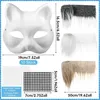 DIY Katzenmasken zum Bemalen, 10 Stück weiße Papiermasken Produktbild-Vorschau 4
