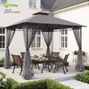 Sekey Pavillon 3×3 m Gartenpavillon Wasserdicht Doppeldach Produktbild-Vorschau 7