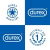 A collage of four Durex logo variations and marketing graphics on white and blue backgrounds. Podgląd zdjęcia produktu