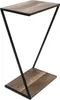 A modern side table with a wooden top and black metal frame, shown against a white background. Anteprima dell’immagine prodotto