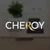 A logo with the text CHEROY is displayed prominently in the center of the image, with a blurred background of a desk with a plant and a phone. Produktbild-Vorschau