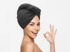 Rychleschnoucí froté turban na vlasy tmavě šedý, 100% Náhled obrázku produktu 3