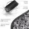 A product image showcasing a folded blanket in a carry bag being splashed with water, with close-ups of the blanket's material and features. Produktbild-Vorschau