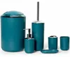 6tlg Badset Badezimmer Zubehör Set: (Dunkel Türkis Design Produktbild-Vorschau 1
