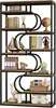 A multi-shelf industrial-style bookshelf filled with decorative items and books. Podgląd zdjęcia produktu